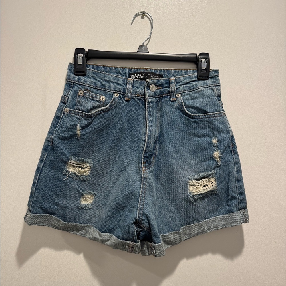 Ponza Plus High Waisted Distressed Denim Shorts 4/27